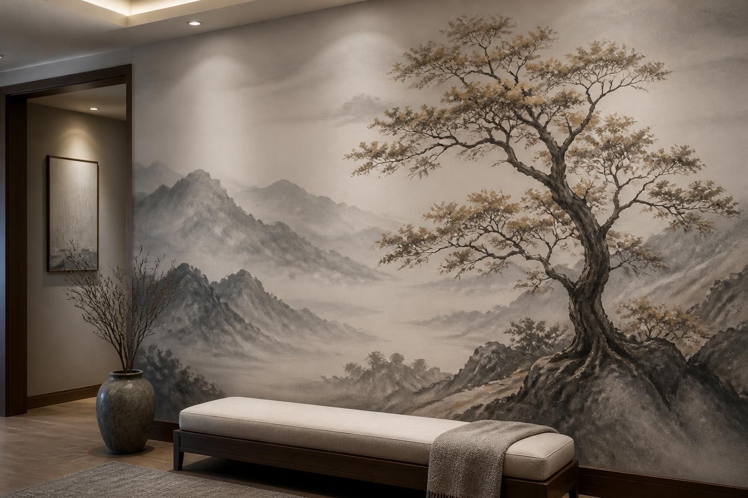 Custom wall mural installed across a large interior wall.