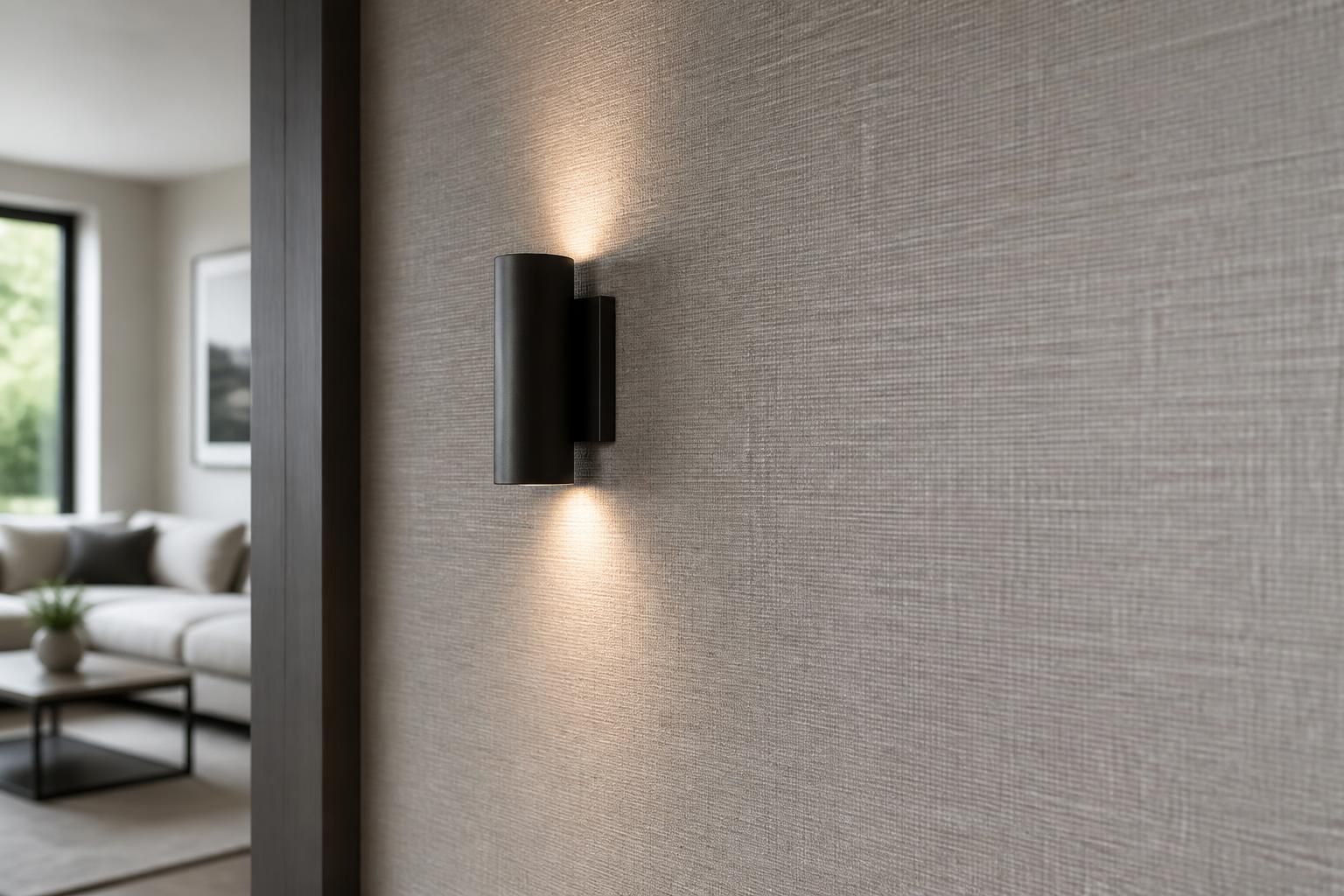 Smooth vinyl wallcovering installed in a sleek interior space.