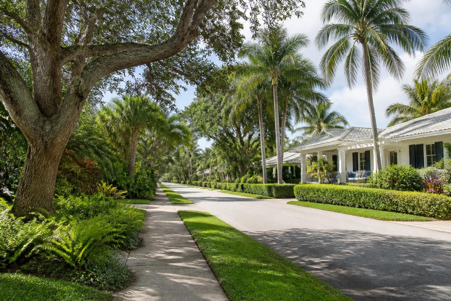 Charming neighborhood street lined with homes and greenery.